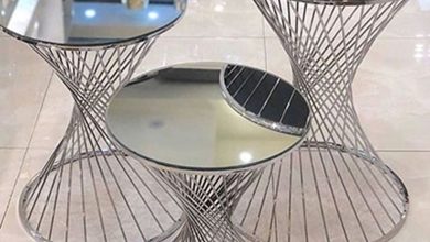 میز جلومبلی فلزی مدل حصیری